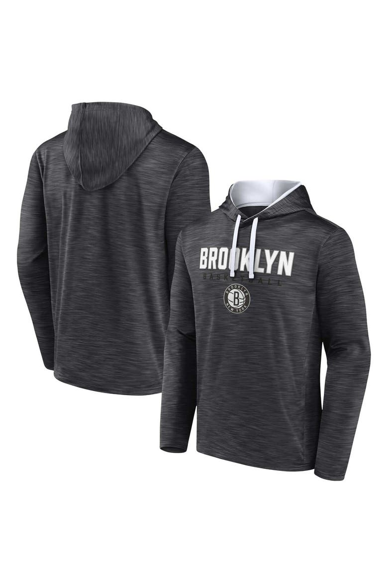 Men's Fanatics Branded Heather Charcoal Brooklyn Nets Fast Break Pullover Hoodie, Main, color, Heather Charcoal