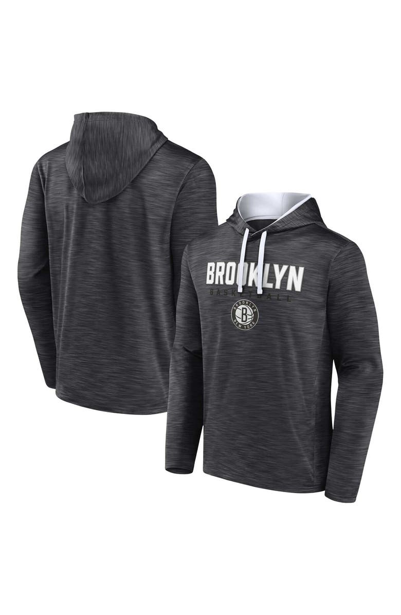 FANATICS Men's Fanatics Branded Heather Charcoal Brooklyn Nets Fast Break Pullover Hoodie, Main, color, Heather Charcoal