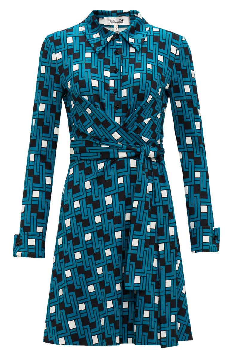 DVF Didi Geo Print Long Sleeve Wrap Shirtdress, Alternate, color, 