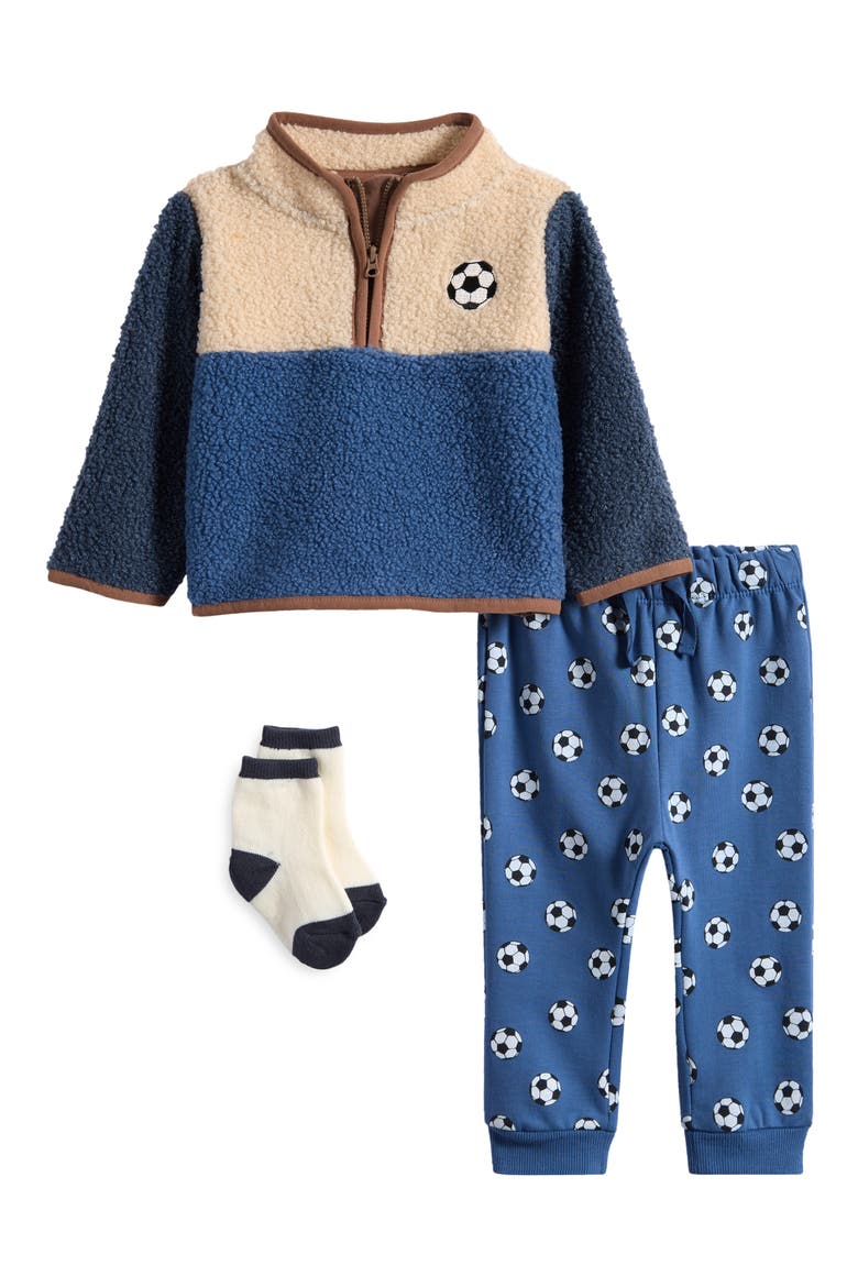 High Pile Fleece Jacket, Joggers & Socks Set, Main, color, SOCCER