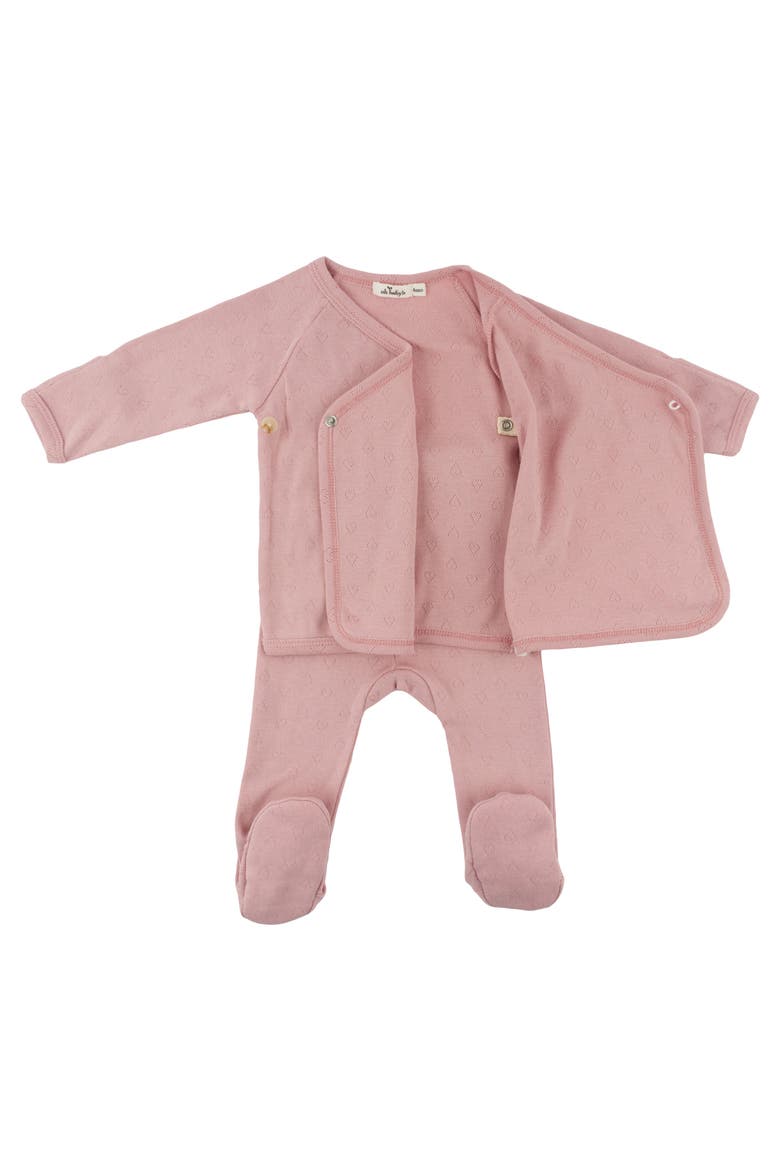 Hearts Pointelle Wrap Top Set, Alternate, color, Blush