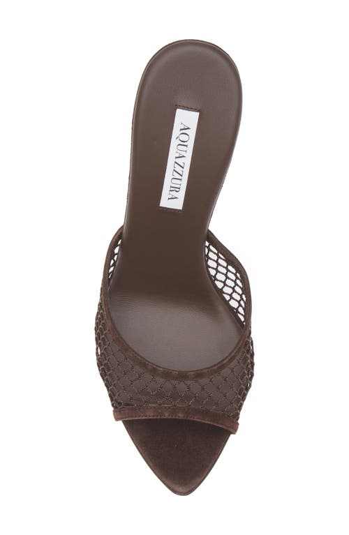 Aquazzura Bisous Mesh Slide Sandal In Brown
