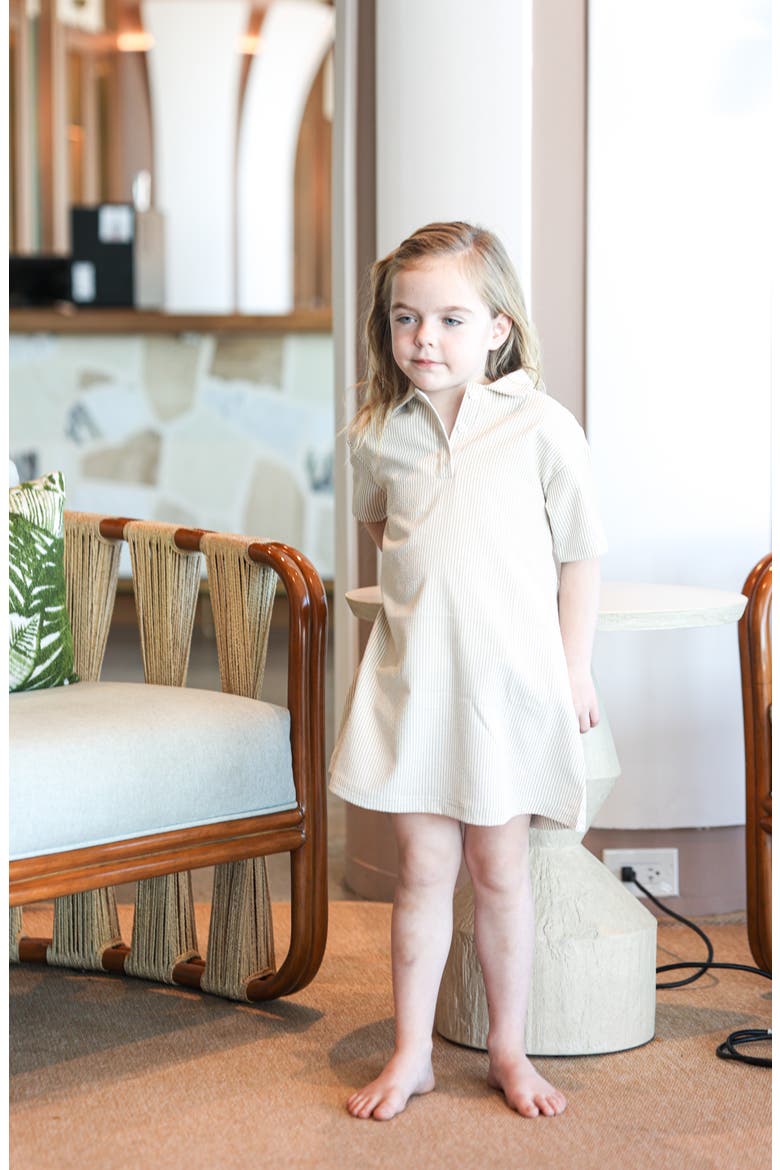 Kids' Cotton Blend Seersucker Shirtdress, Alternate, color, TAN