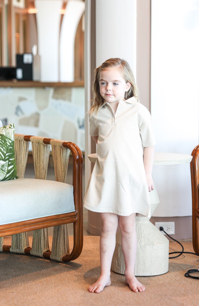 Manière Kids' Cotton Blend Seersucker Shirtdress, Alternate, color, Tan