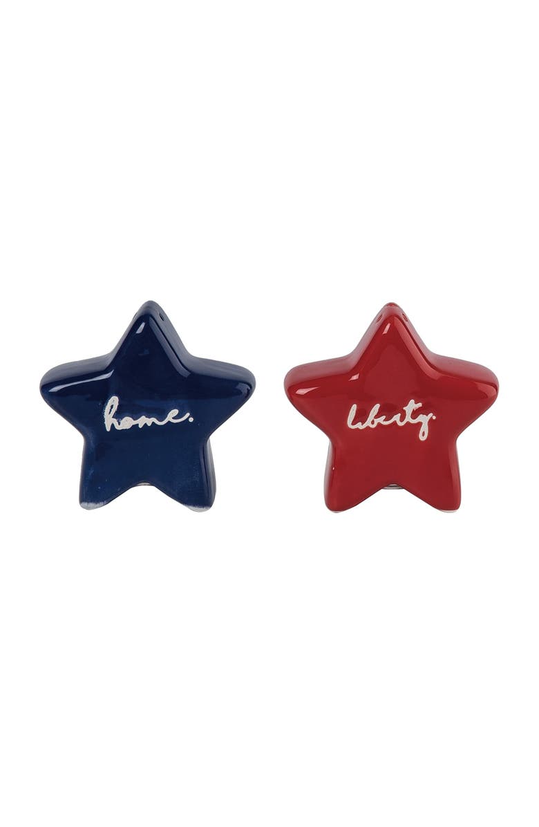 Transpac Dolomite 3.25 in Multicolor Patriotic Star Salt and Pepper Shaker Set of 2 for July 4th Americana Decor, Alternate, color, Multicolored