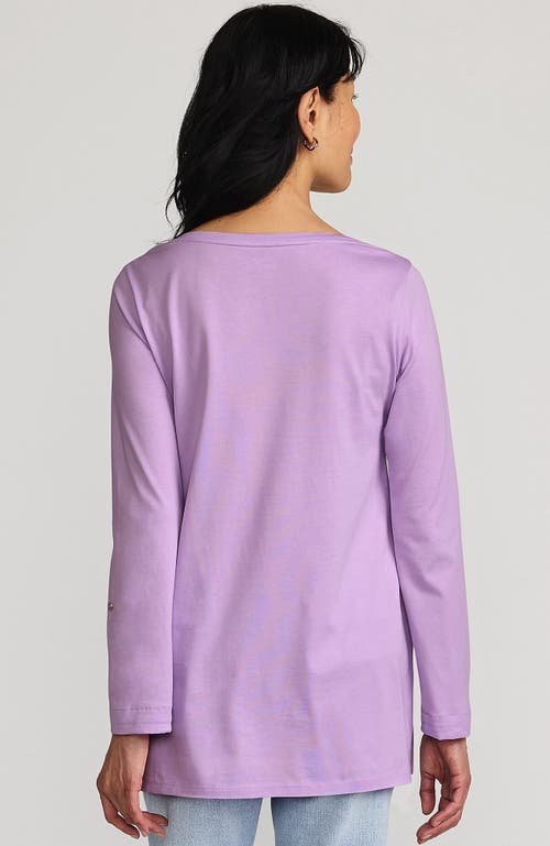 Lands' End Supima Cotton Adjustable 3/4 Sleeve Boatneck Tunic In Lilac Petal