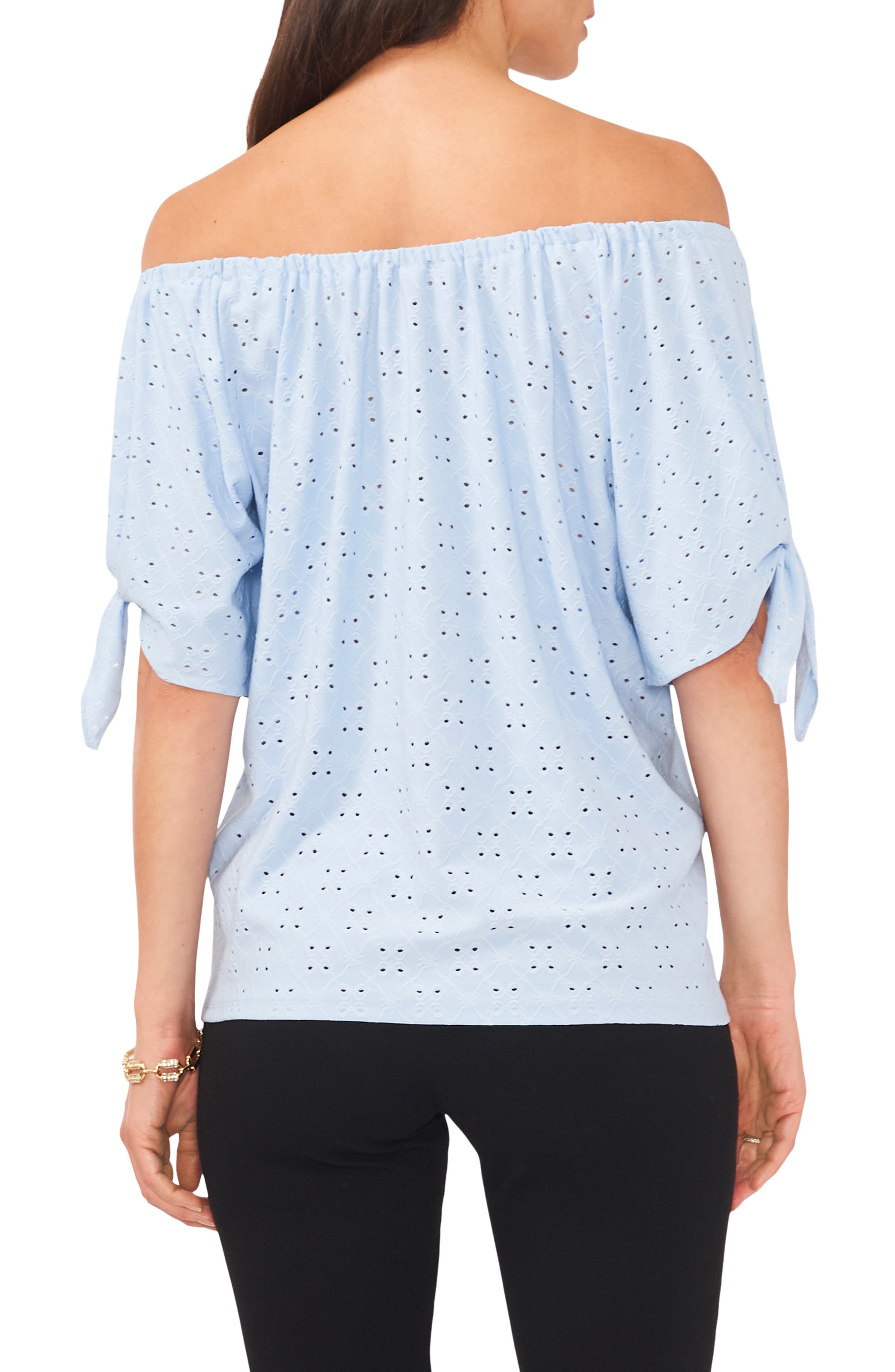 Cold Shoulder Knit Eyelet Top - image 2