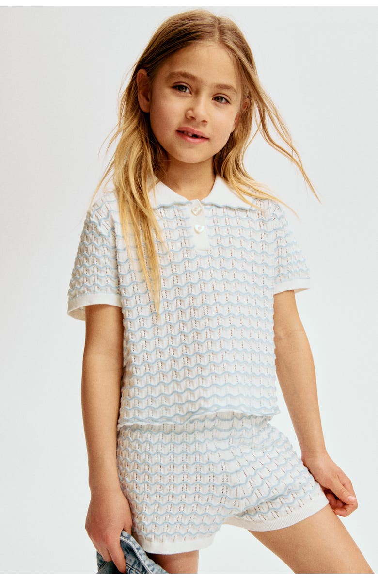 H&M 2-piece pointelle-knit set, Main, color, White/Zigzag Pattern