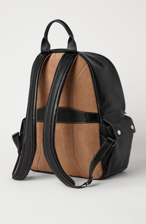 Brunello Cucinelli Calfskin Backpack With Grain In Black