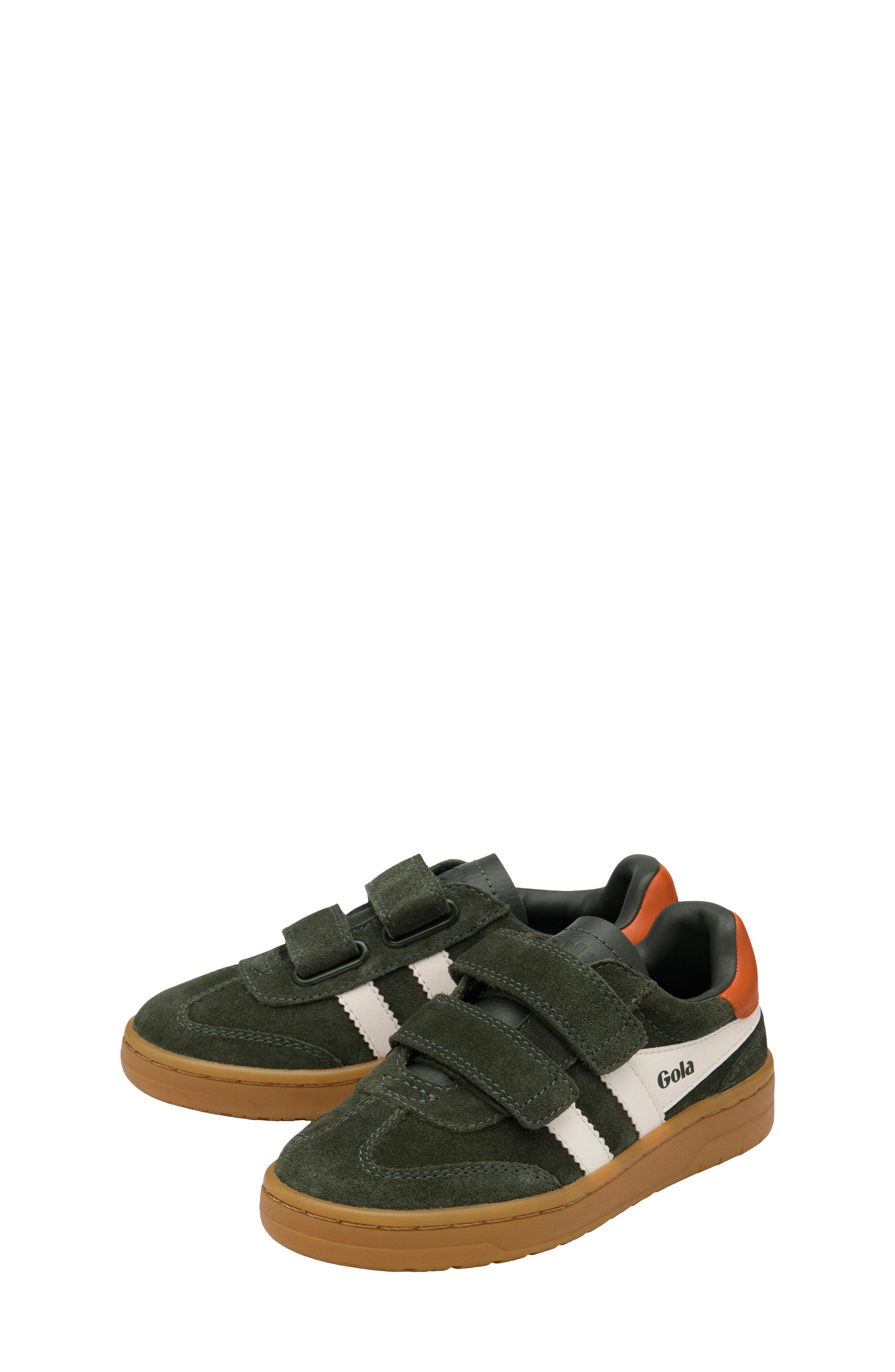 Kids' Viper Strap Sneaker, Alternate, color, DARK KHAKU/ OFF WHITE/ ORANGE