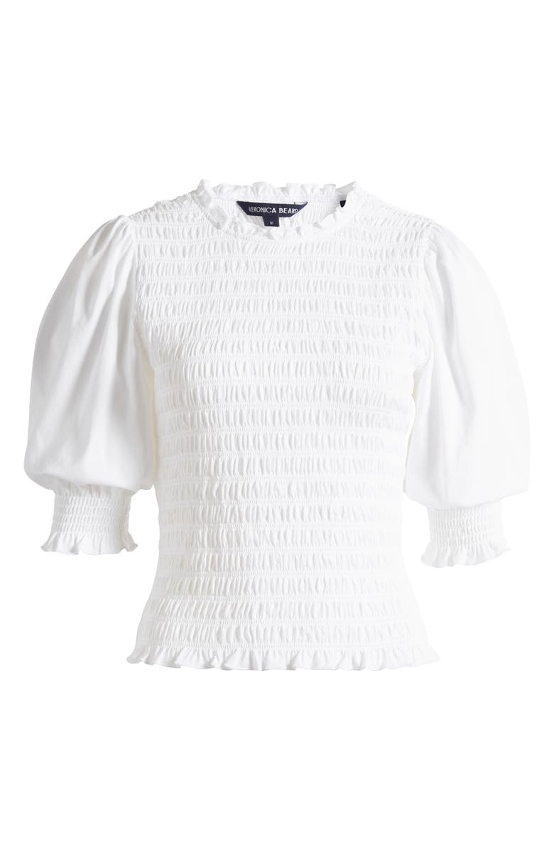 Veronica Beard Langston Smocked Ruffle Top, Alternate, color,