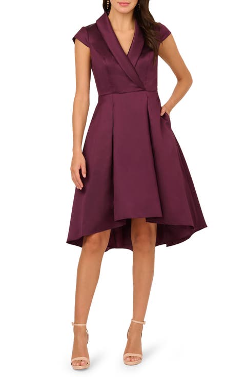 Box Pleat High-Low Mikado Dress