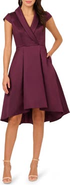 Adrianna Papell Box Pleat High-Low Mikado Dress