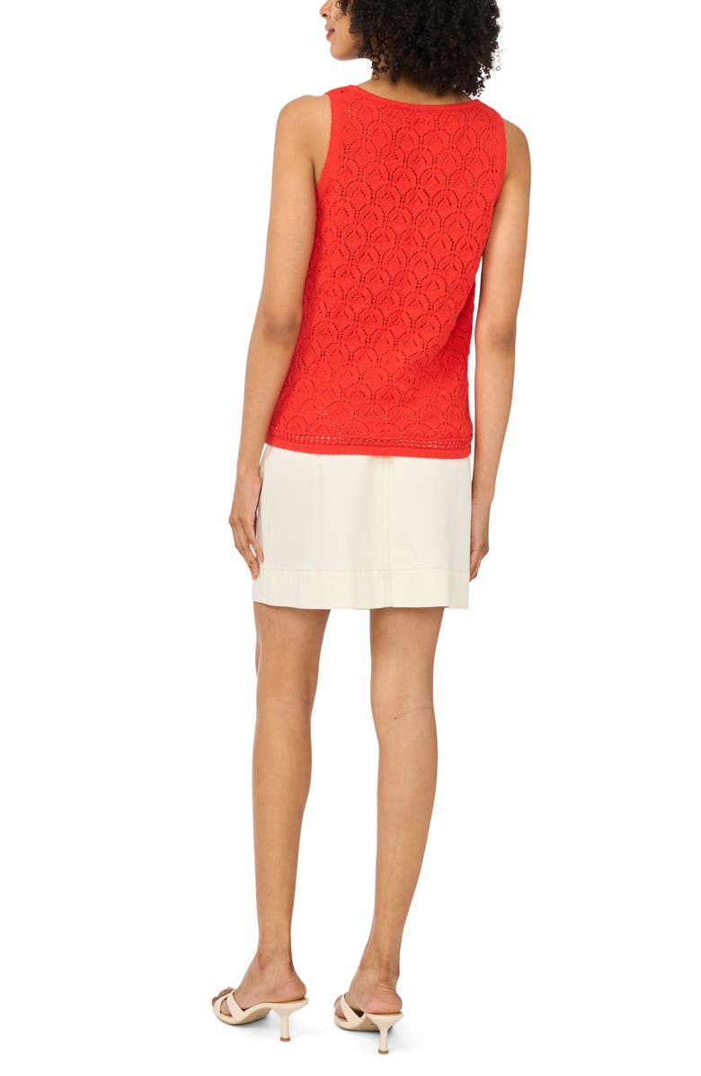 Vince Camuto Cotton Blend Pointelle Tank, Alternate, color, Lobster Red
