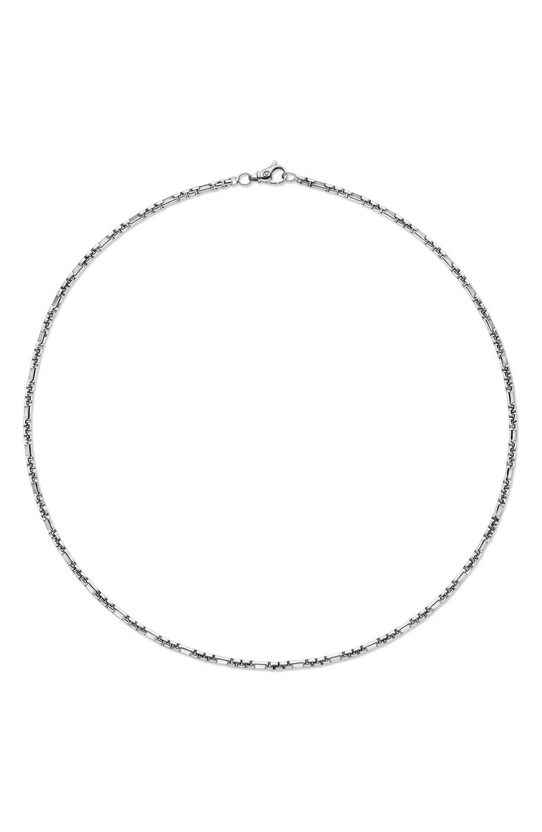 David Yurman Men's Open Station Box Chain Necklace in Sterling Silver, 3mm, Alternate, color, Silver
