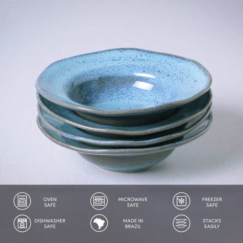 Porto Brasil Dessert/deep Rim Plate Set Of 4 In Blue
