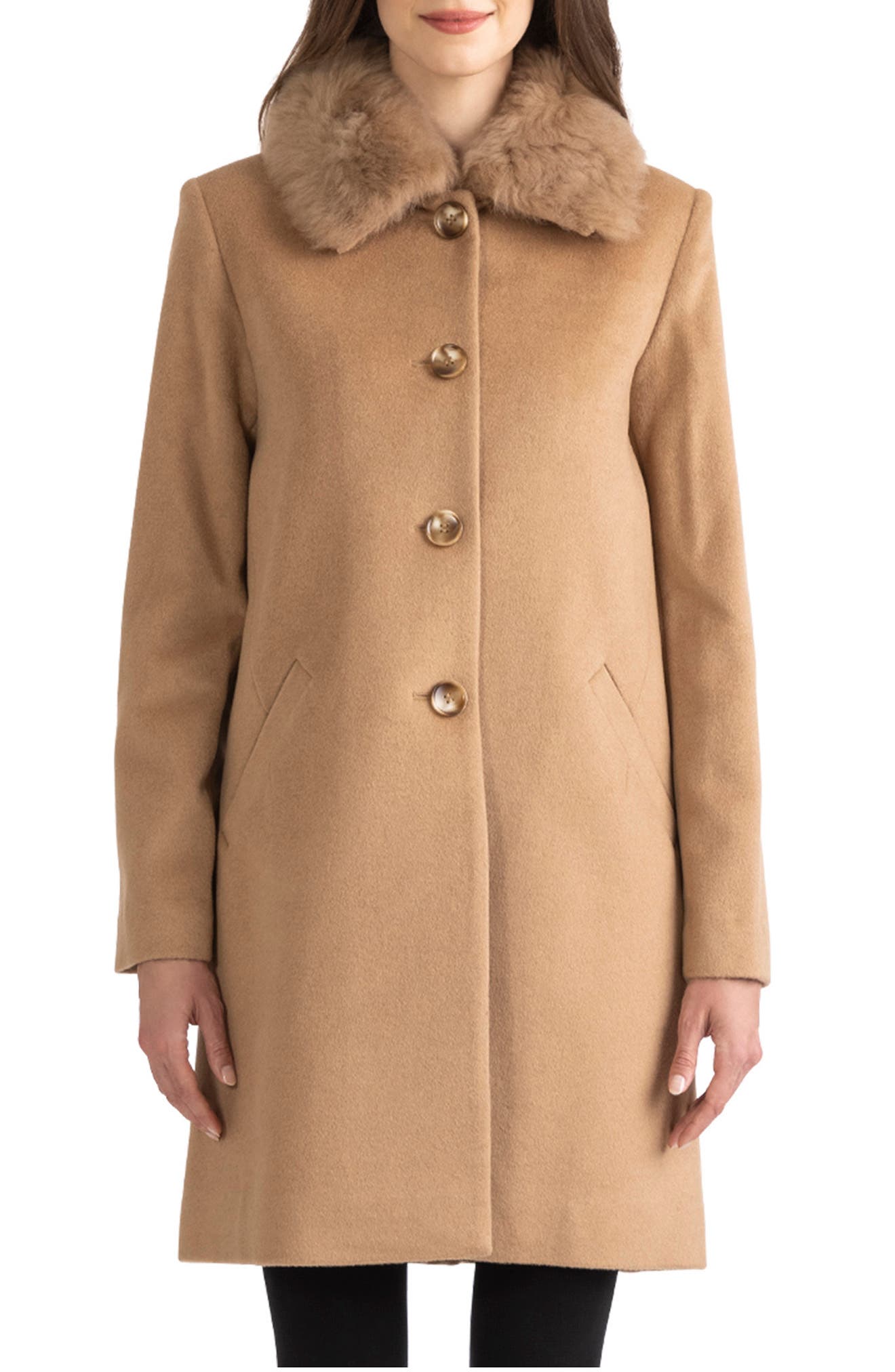 Sofia Cashmere Toscana Genuine Shearling Club Collar Jacket