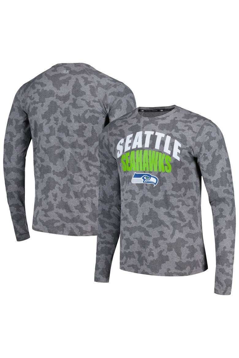 Men's Starter Heather Charcoal Seattle Seahawks Halftime Long Sleeve T-Shirt, Main, color, Heather Charcoal