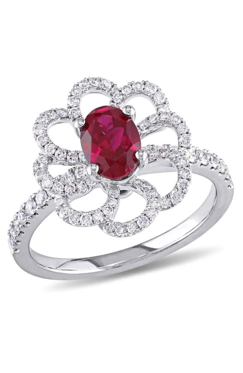 Julianna B. Ruby & Diamond Flower Ring 14k, Main, color, Ruby