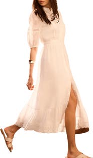 MINT VELVET Ramie Puff Sleeve Midi Dress