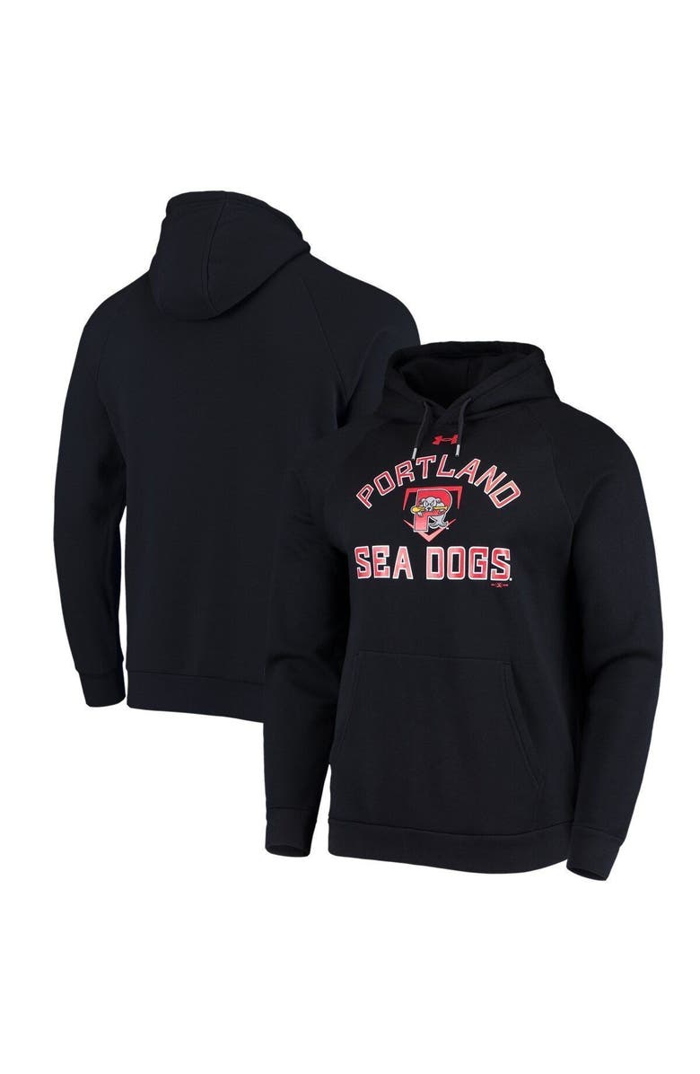 Under Armour Men's Under Armour Black Portland Sea Dogs All Day Raglan Fleece Pullover Hoodie, Main, color, 