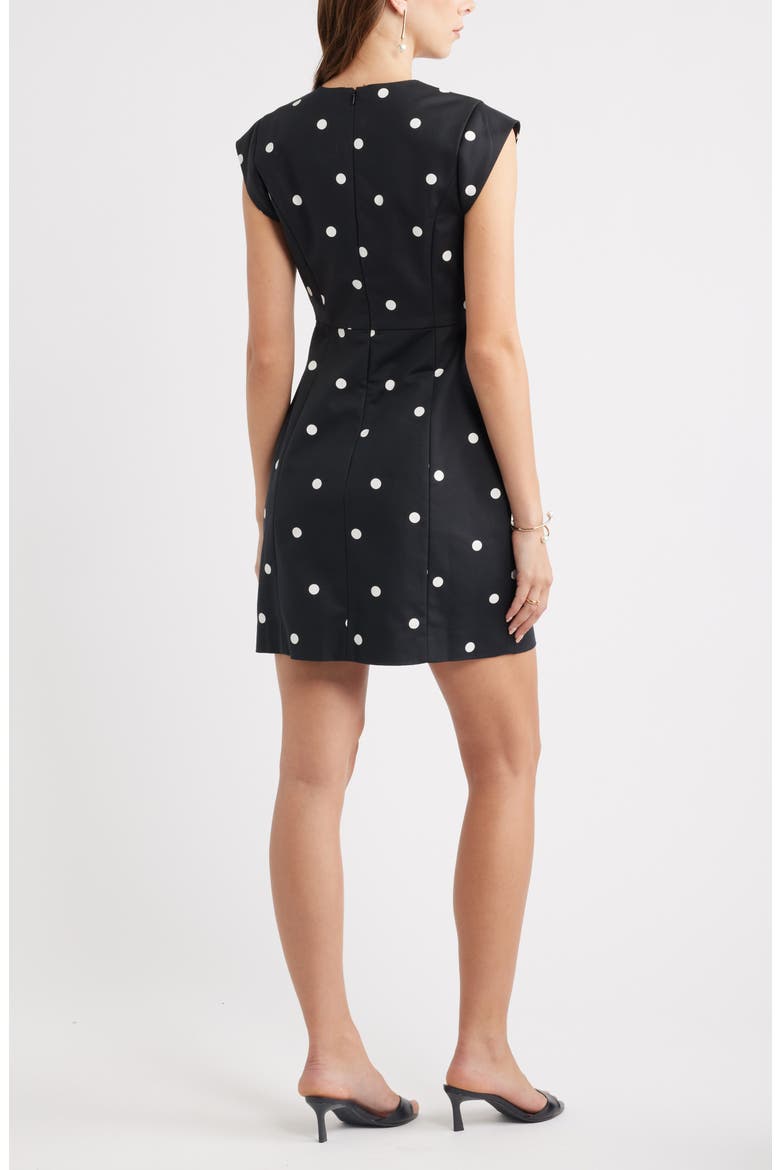 Cap Sleeve Dress, Alternate, color, BLACK IVORY ANN DOT