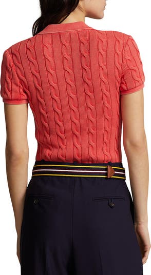 ★★POLO RALPH LAUREN★★ W Cable Knit Short Sleeve Shirt Bl Genuine Polo Ralph Lauren Womens Cable Knit Cotton Short