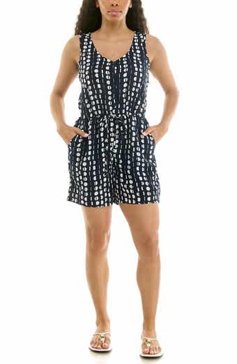 Nina Leonard Patterned Woven Romper