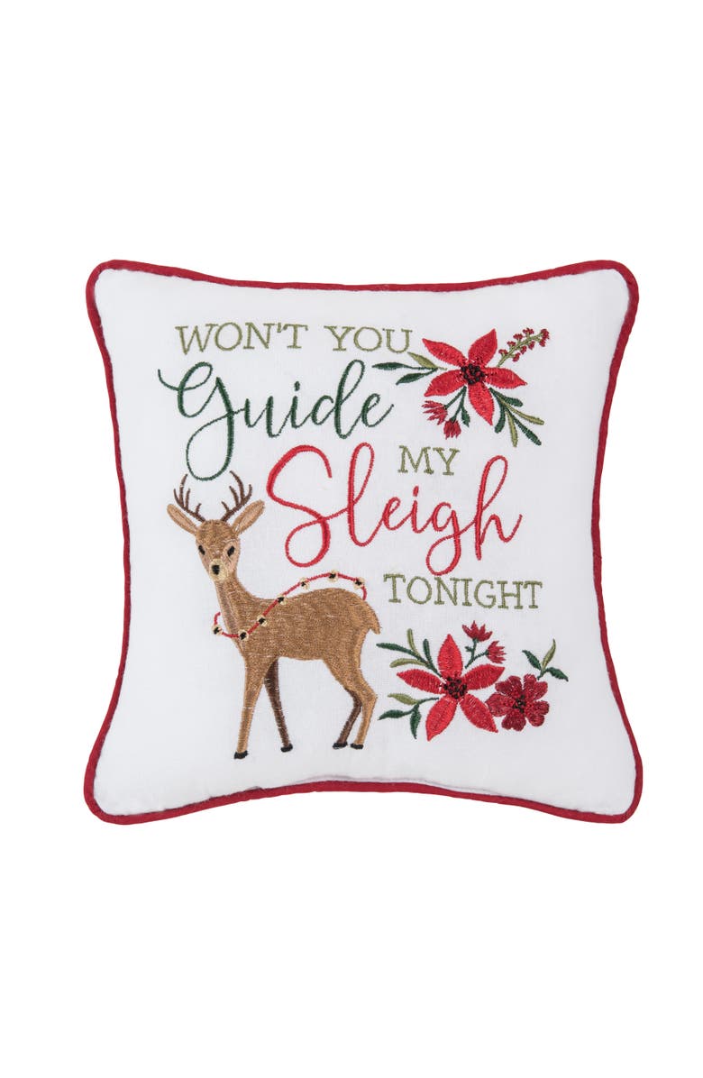C&F Home Guide My Sleigh Small Christmas Accent Pillow, 10" x 10", Main, color, Brown
