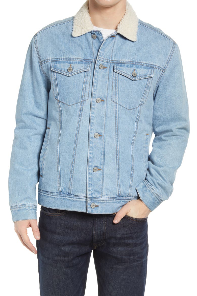 McKinley Fleece Lined Denim Trucker Jacket, Alternate, color, VINTAGE WASH