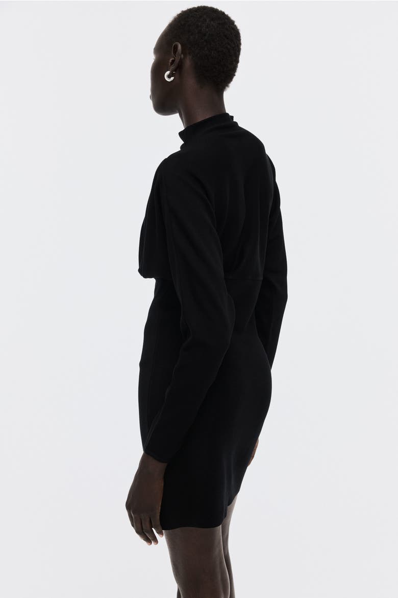 Gathered Turtleneck Dress, Alternate, color, Black