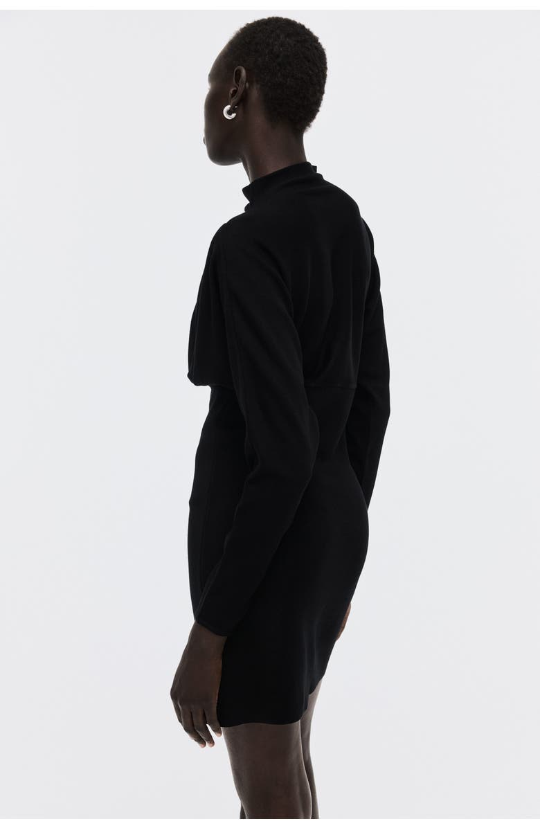 H&M Gathered Turtleneck Dress, Alternate, color, Black