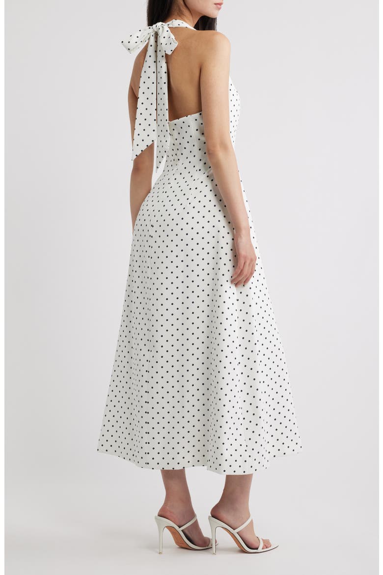 Polka Dot Halter Neck Midi Dress, Alternate, color, WHITE POLKA DOT