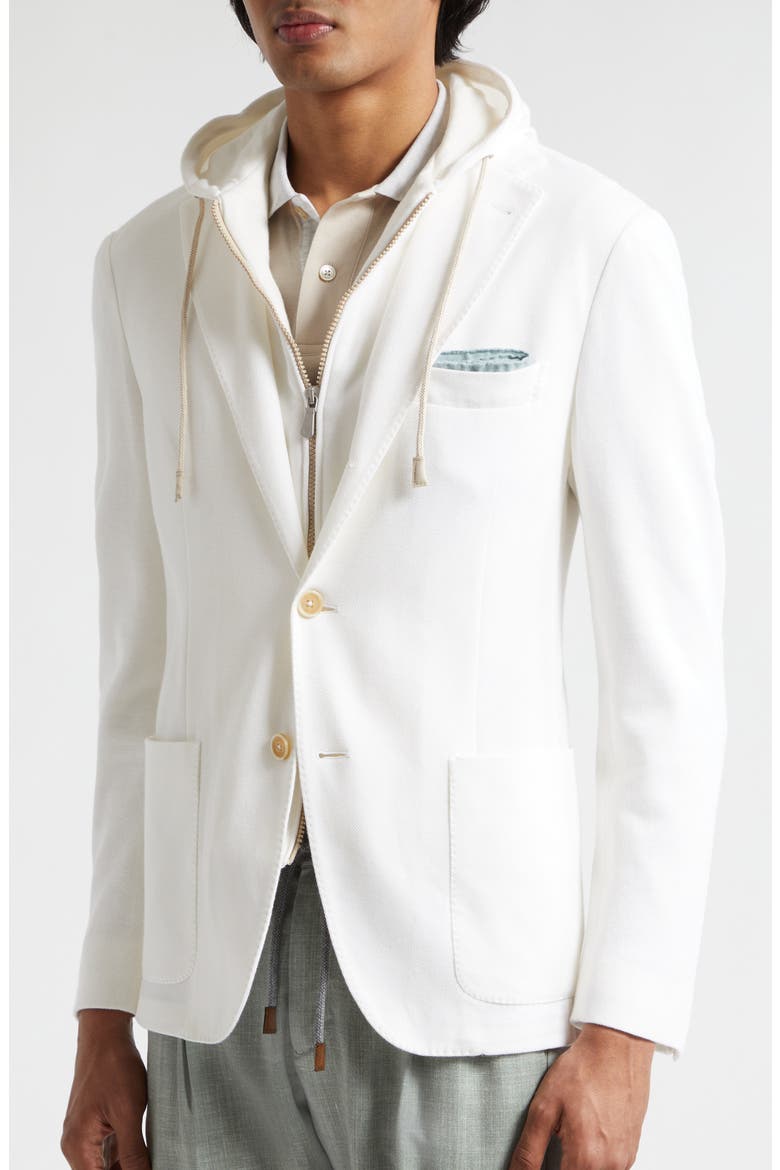Cotton & Cashmere Sport Coat with Removable Hooded Bib, Alternate, color, 01 WHITE