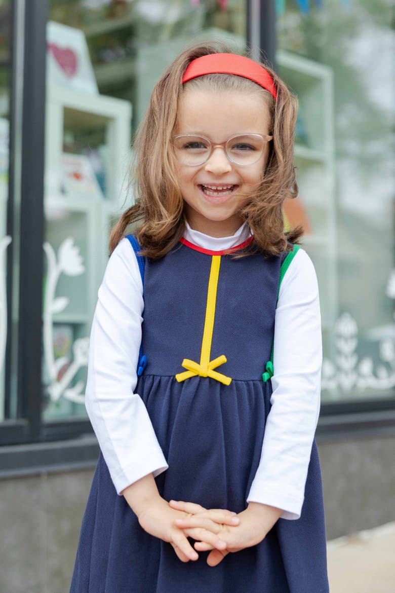 Pique Knit Jumper with Bows, Alternate, color, Navy/Multi