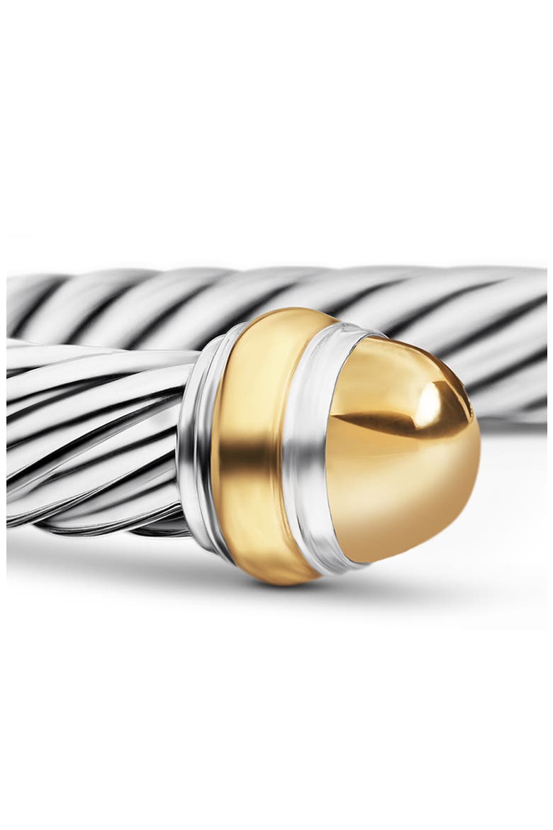 Classic Cable Bracelet in Sterling Silver with 14K Yellow Gold and Semiprecious Stones, 7mm, Alternate, color, GOLD DOME