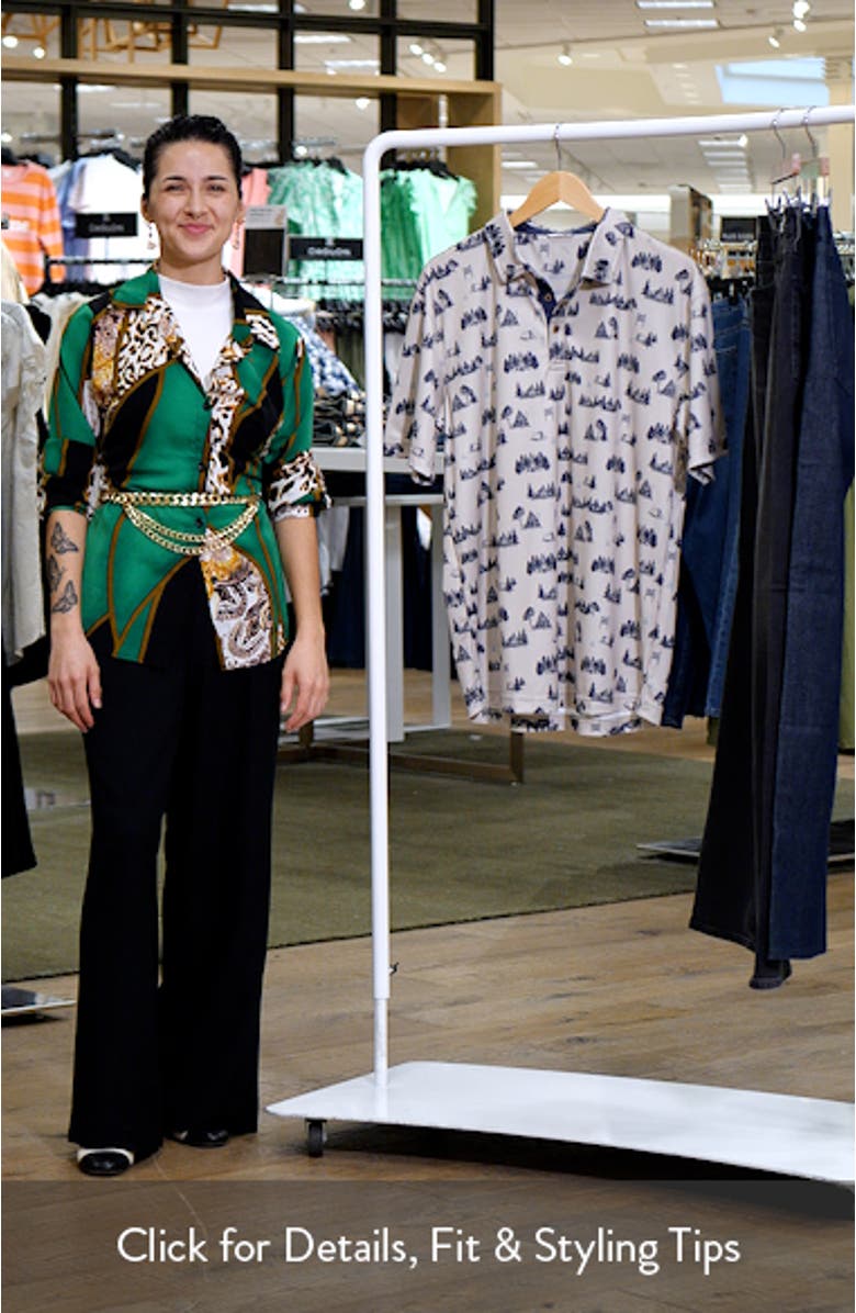 Carlin Camping Print Performance Golf Polo, sales video thumbnail