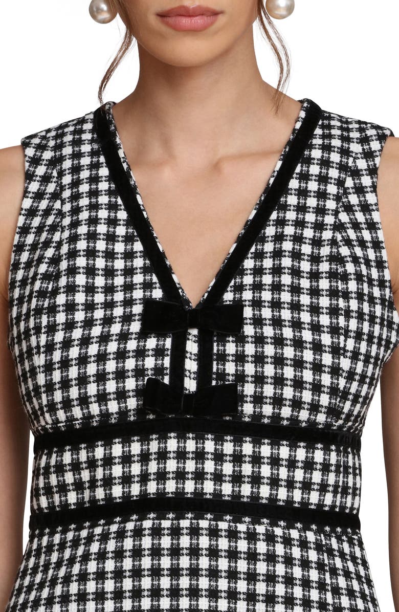 Avec Les Filles Bow Tweed Dress, Alternate, color, White-Black