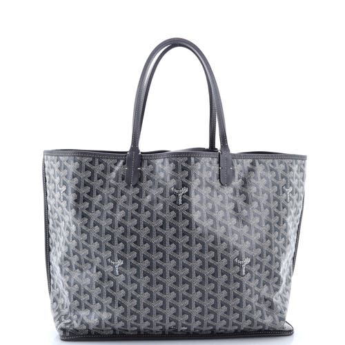 Pre-owned Goyard Goyard Anjou Reversible Tote Coated Canvas Pm In Gray
