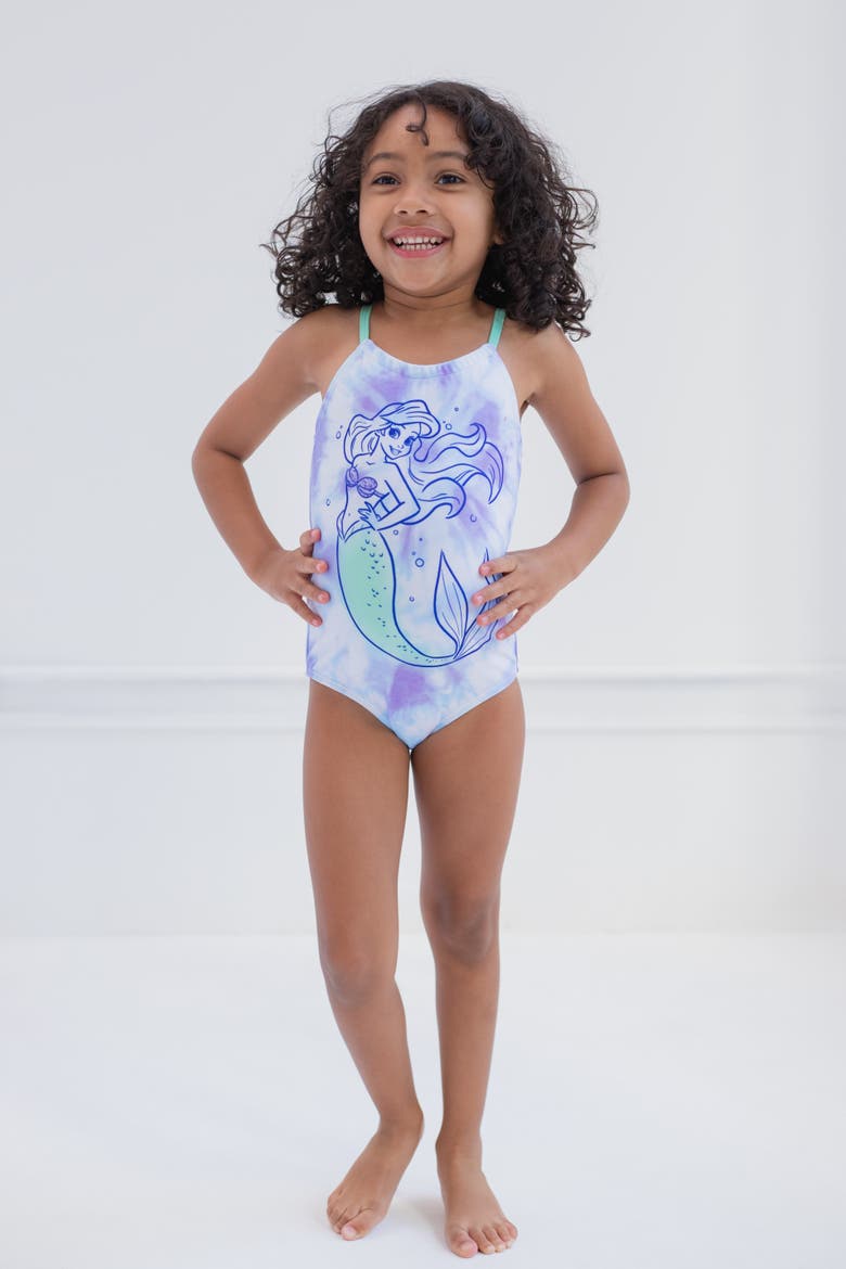 The Little Mermaid Princess Ariel One Piece Bathing Suit, Alternate, color, Ariel Purple Tie Dye