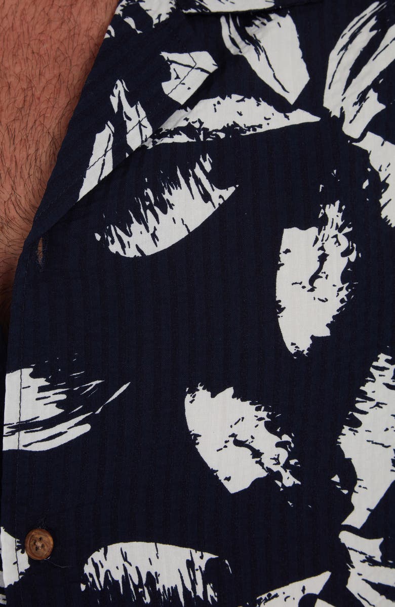 PX Palm Leaf Print Seersucker Camp Shirt, Alternate, color,