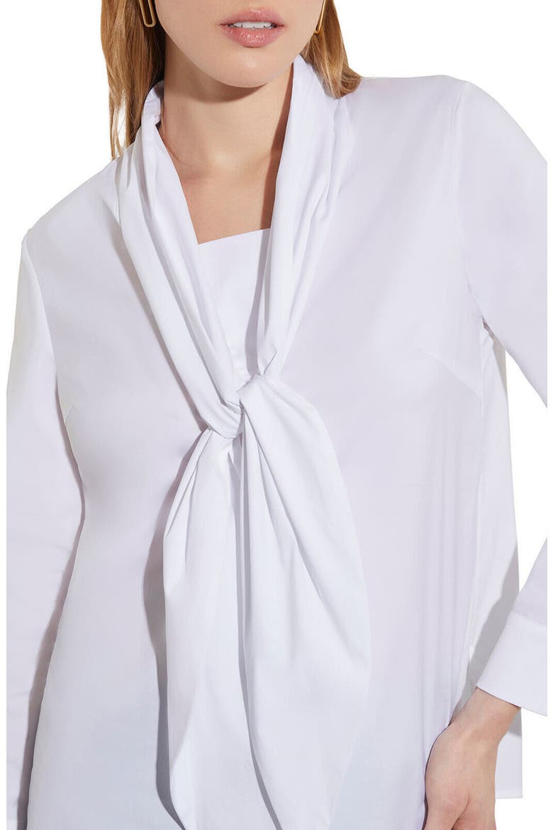 Tie Neck Poplin Blouse, Alternate, color, WHITE