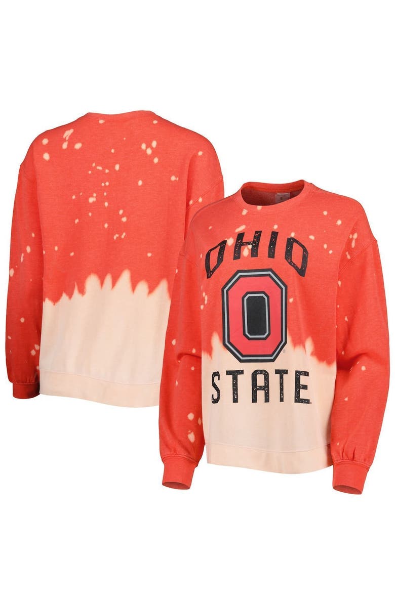 GAMEDAY COUTURE Women's Gameday Couture Scarlet Ohio State Buckeyes Twice As Nice Faded Dip-Dye Pullover Long Sleeve Top, Alternate, color, Red