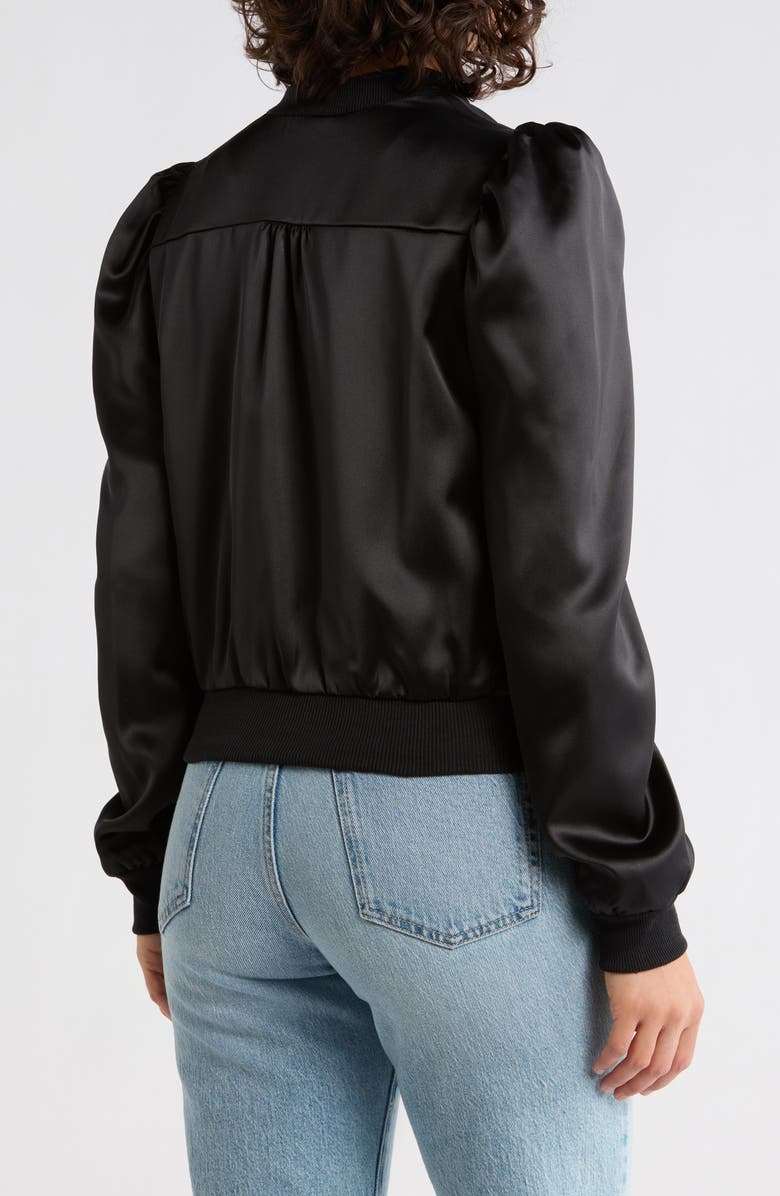 Tart Amma Crop Satin Bomber Jacket, Alternate, color, Black