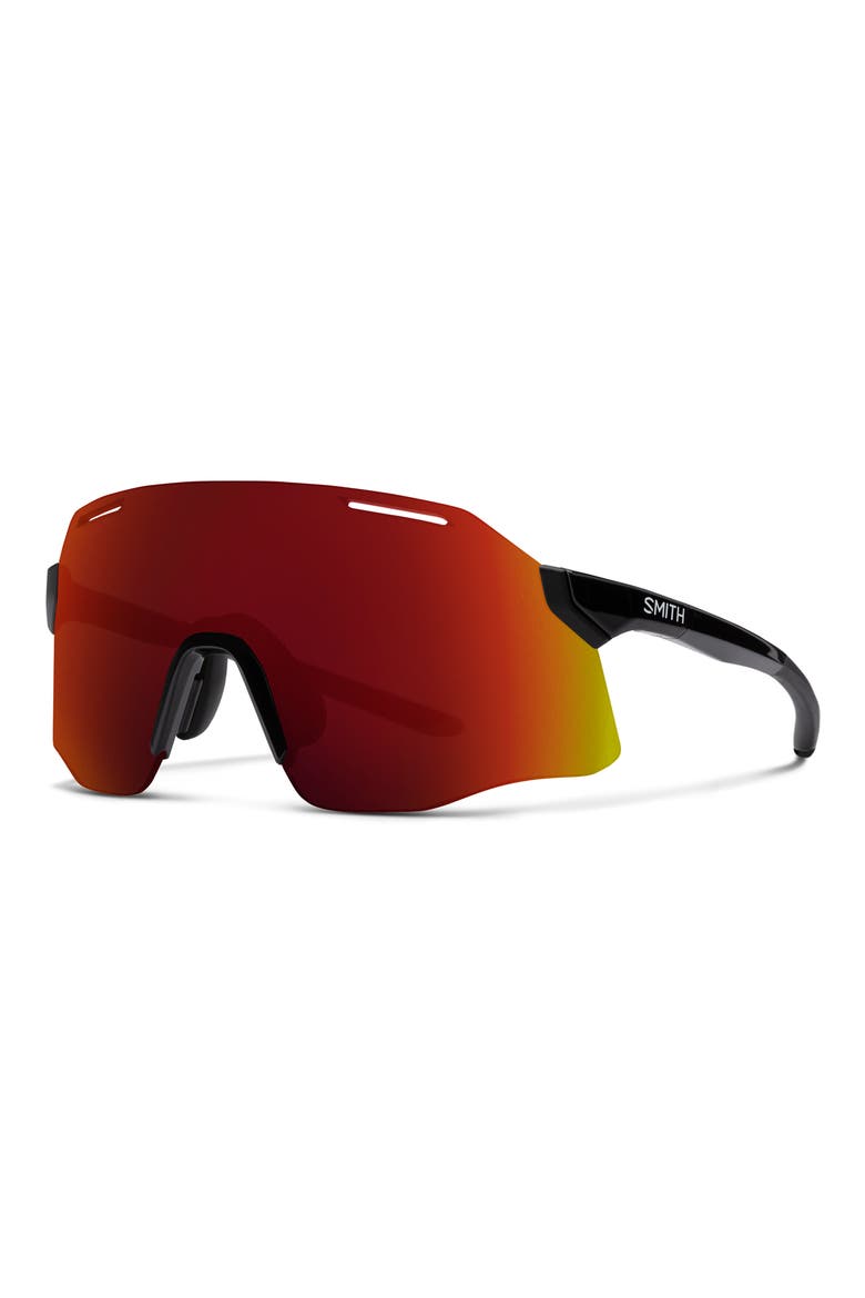 Vert 139mm ChromaPop™ Polarized Shield Sunglasses, Alternate, color, BLACK / CHROMAPOP RED