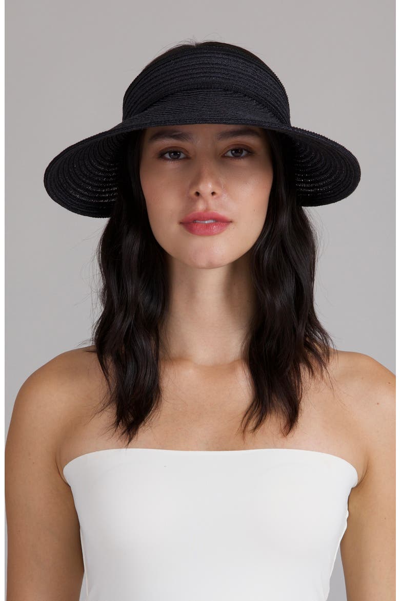 Trixie Wide Brim Packable Visor, Alternate, color, BLACK