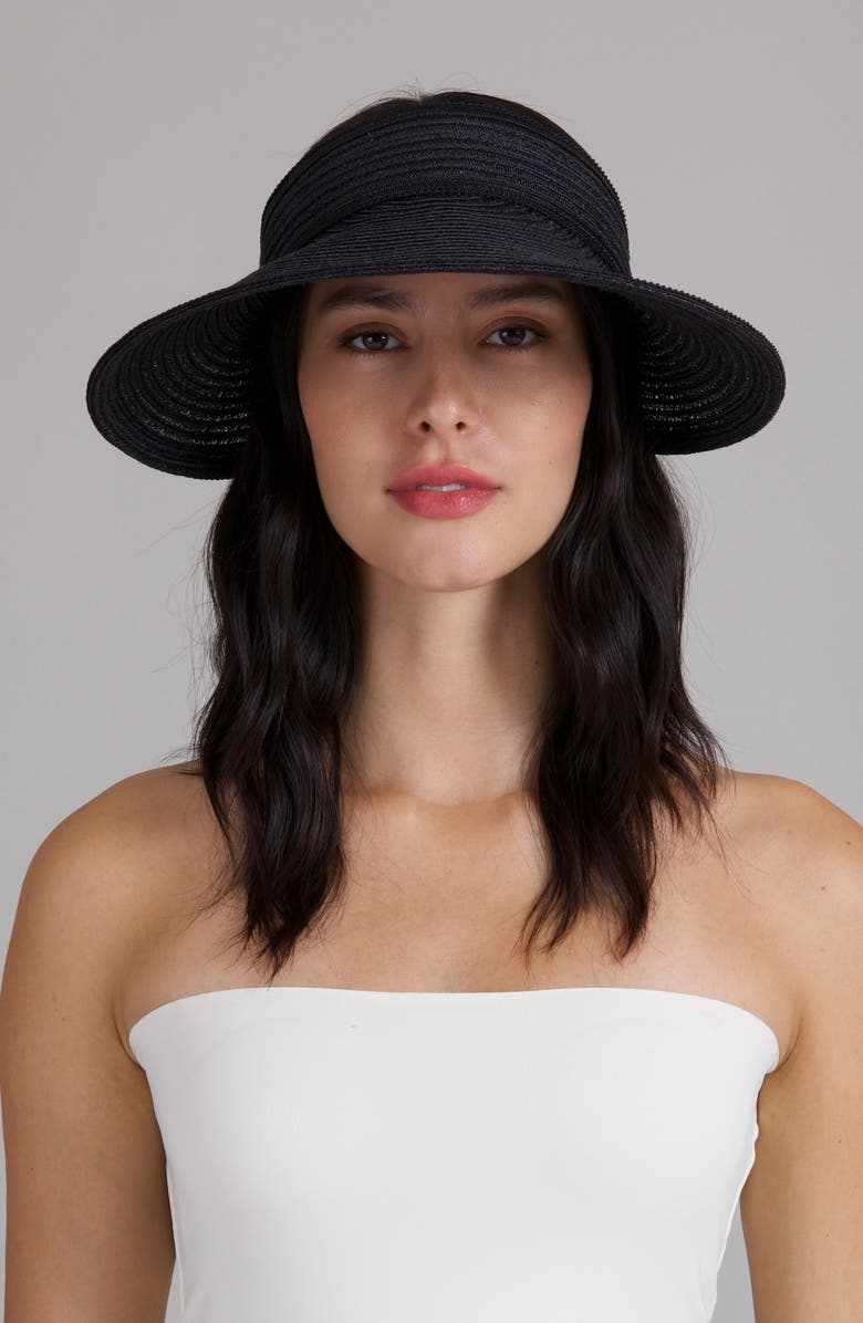 Eugenia Kim Trixie Wide Brim Packable Visor, Alternate, color, Black