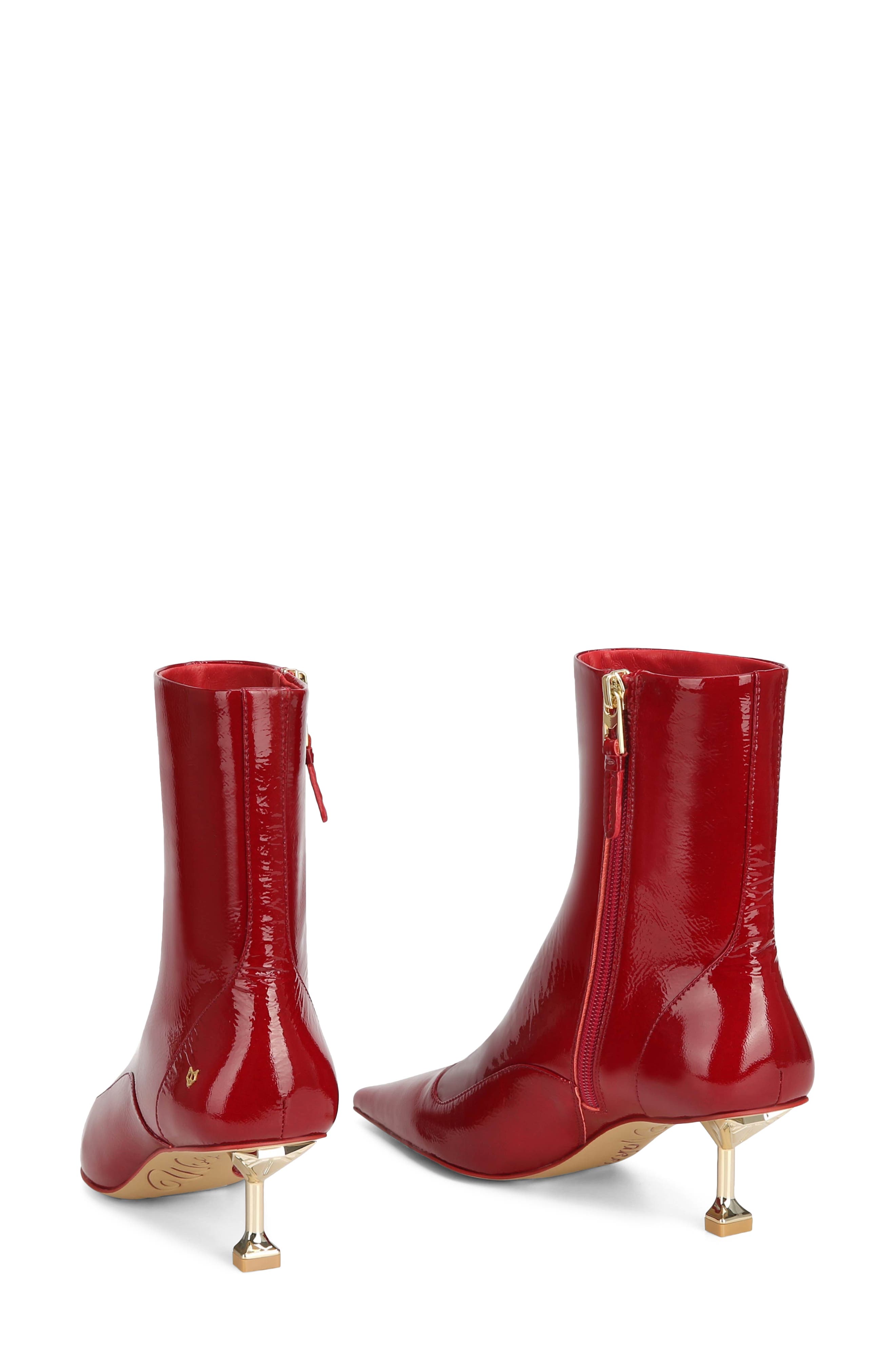 Naked Wolfe Tempting Pointed Toe Bootie, Alternate, color, Red-Crinkle Patent Leather