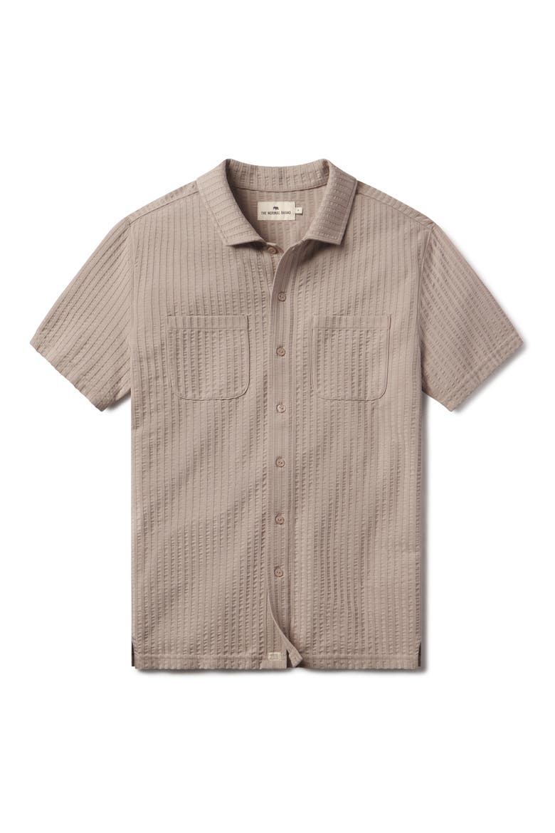 Getaway Short Sleeve Knit Button-Up Shirt, Alternate, color, TAUPE