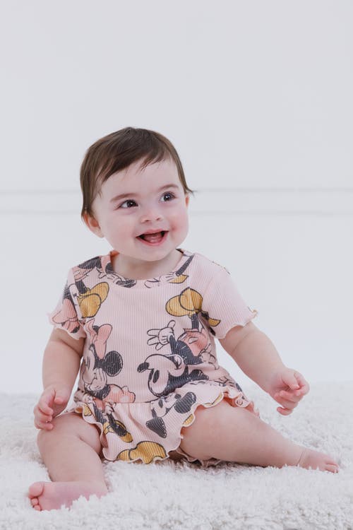 Disney Ribbed T-shirt & Shorts Set In Multi